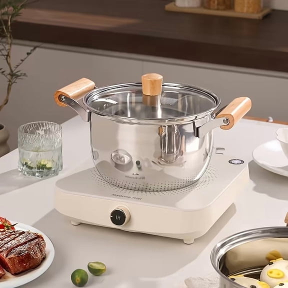 12 Quart Stainless Steel Stock Pot with Tempered Glass Lid 18/10 Heavy Duty for Soup, Pasta, Steaming, Boiling Induction Compatible, Heat Resistant Handle