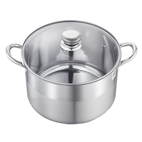 12-Quart Stainless Steel Stock Pot with Glass Lid, 304 Stainless Steel, Multi-Layer Base, Induction Compatible, for Soups Stews Pasta