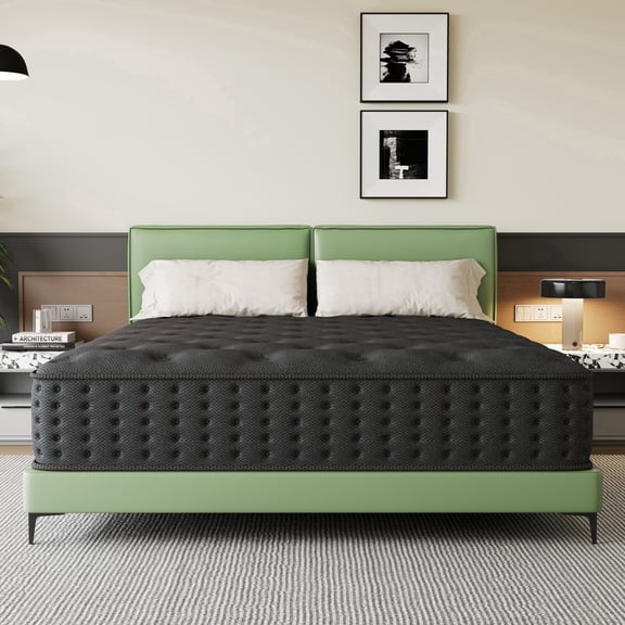 Tryagat 12” Queen Hybrid Mattress in a Box, Medium Firm Queen Size Mattresses, Cooling Gel Memory Foam Mattress with Individually Wrapped Pocket Coils, Pressure Relief