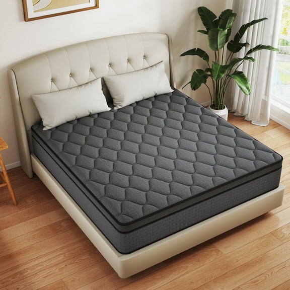 MEANDAROL 12" Queen Hybrid Mattress: Adult Exclusive,Medium,Individually Wrapped Pocket Springs,Conveniently Boxed，Black Mattress