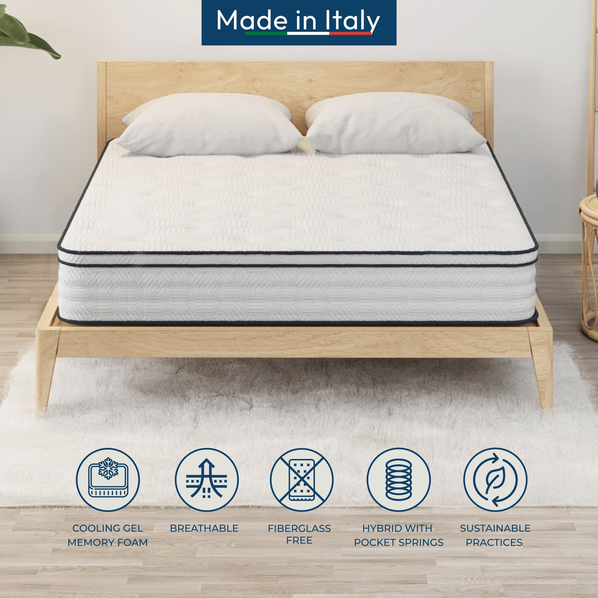 12" Queen Eurotop Hybrid Innerspring Mattress with Comfort Foam