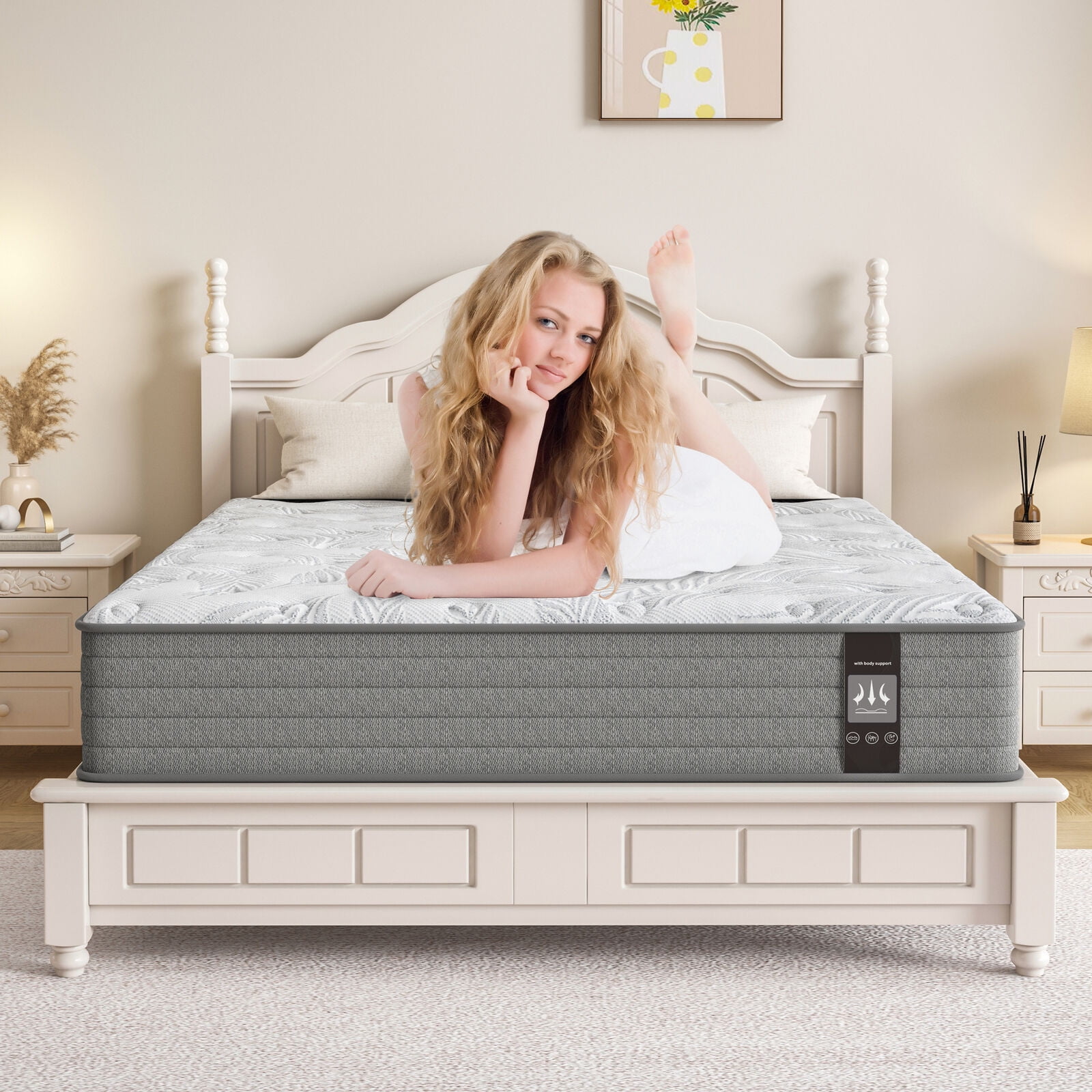 AngFan 12 Inch Queen Size Memory Foam Hybrid Innerspring Mattress in a box, Breathable & Cooling