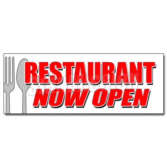 12" RESTAURANT NOW OPEN DECAL sticker grand opening new management happy hour