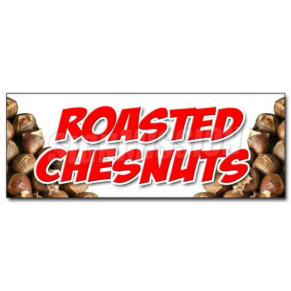 12" ROASTED CHESTNUTS DECAL sticker cooked open flame snack nuts peanuts food
