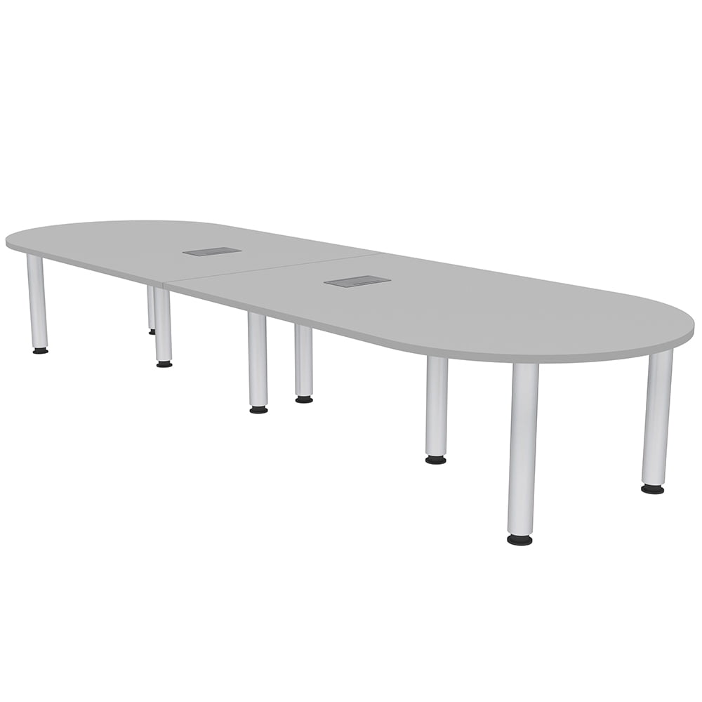 12' Racetrack Conference Table with Power And Data Units And Post Legs