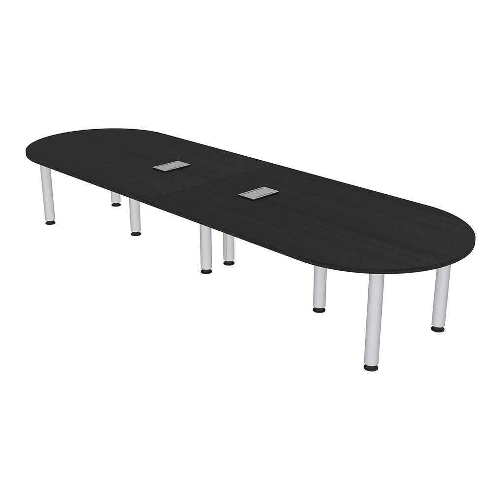12' Racetrack Conference Table with Power And Data Units And Post Legs