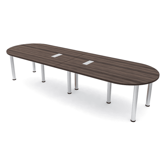 12' Racetrack Conference Table with Power And Data Units And Post Legs