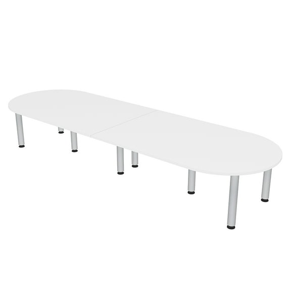 12' Racetrack Conference Table with Power And Data Units And Post Legs