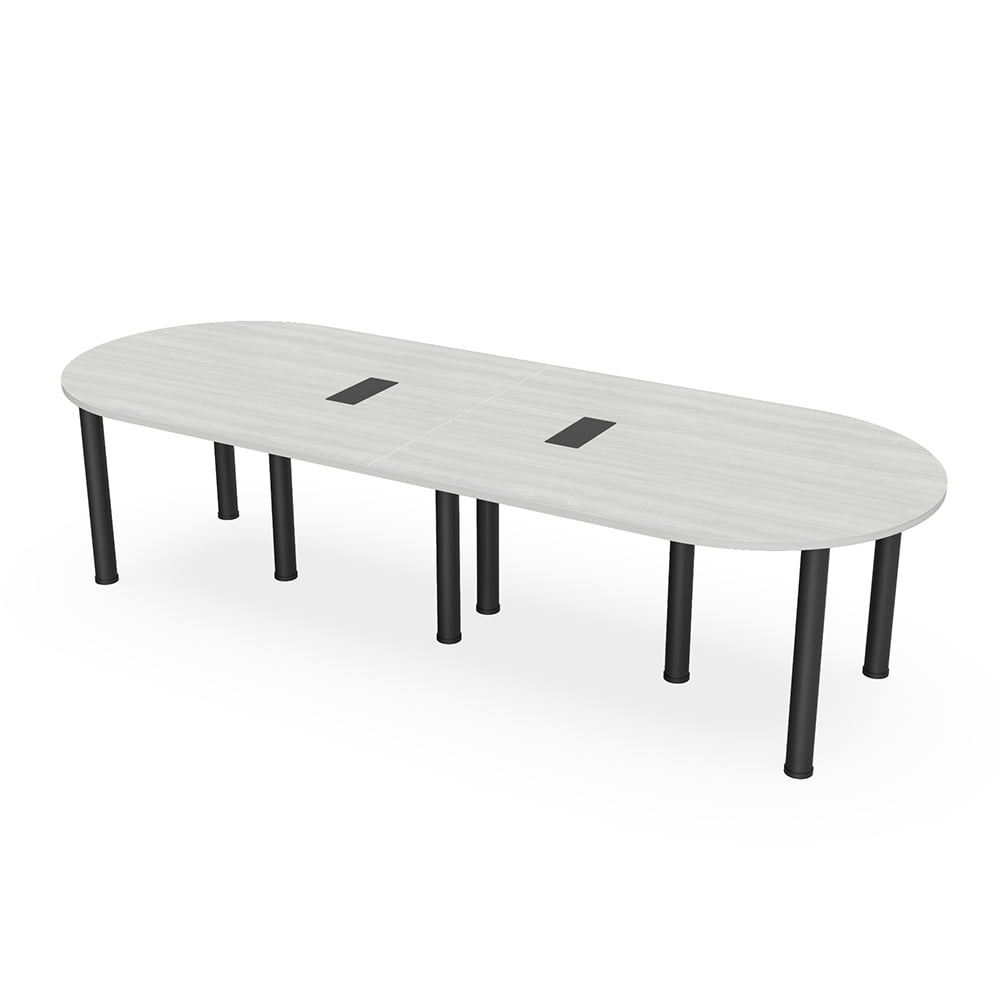 12' Racetrack Conference Table with Power And Data Units And Post Legs ...