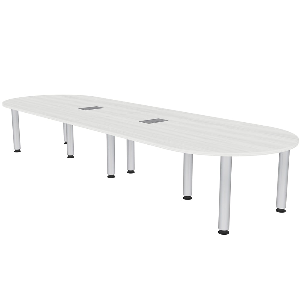 12' Racetrack Conference Table with Power And Data Units And Post Legs ...