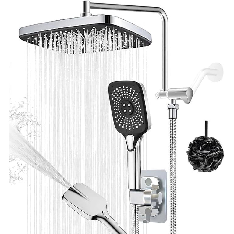 Rain Shower Head With Handheld Spray Adjustable Arm Chrome Qomolangma ...