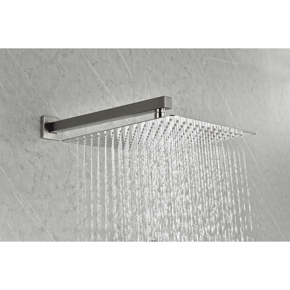 12" Rain Shower Head System  Wall Mounted with High-Pressure Rainfall Design  Stainless Steel Arm & Anti-Clog Nozzles for Bathroom