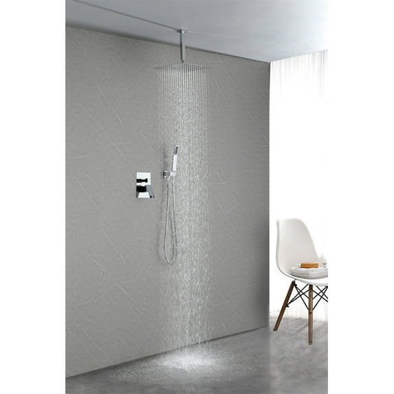 12" Rain Shower Head Systems, Wall Mounted Shower Faucet Set for Bathroom, High Pressure Rainfall Shower Faucet Fixture Combo Set with Adjustable Rainfall and Pressure Balance Shower Valve, Chrome