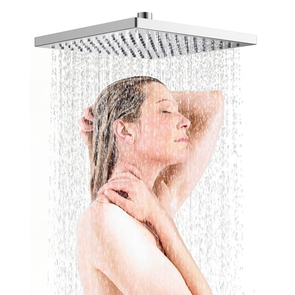 12" Rain Square Shower Head High Pressure Rainfall Showhead Adjustable Thickness