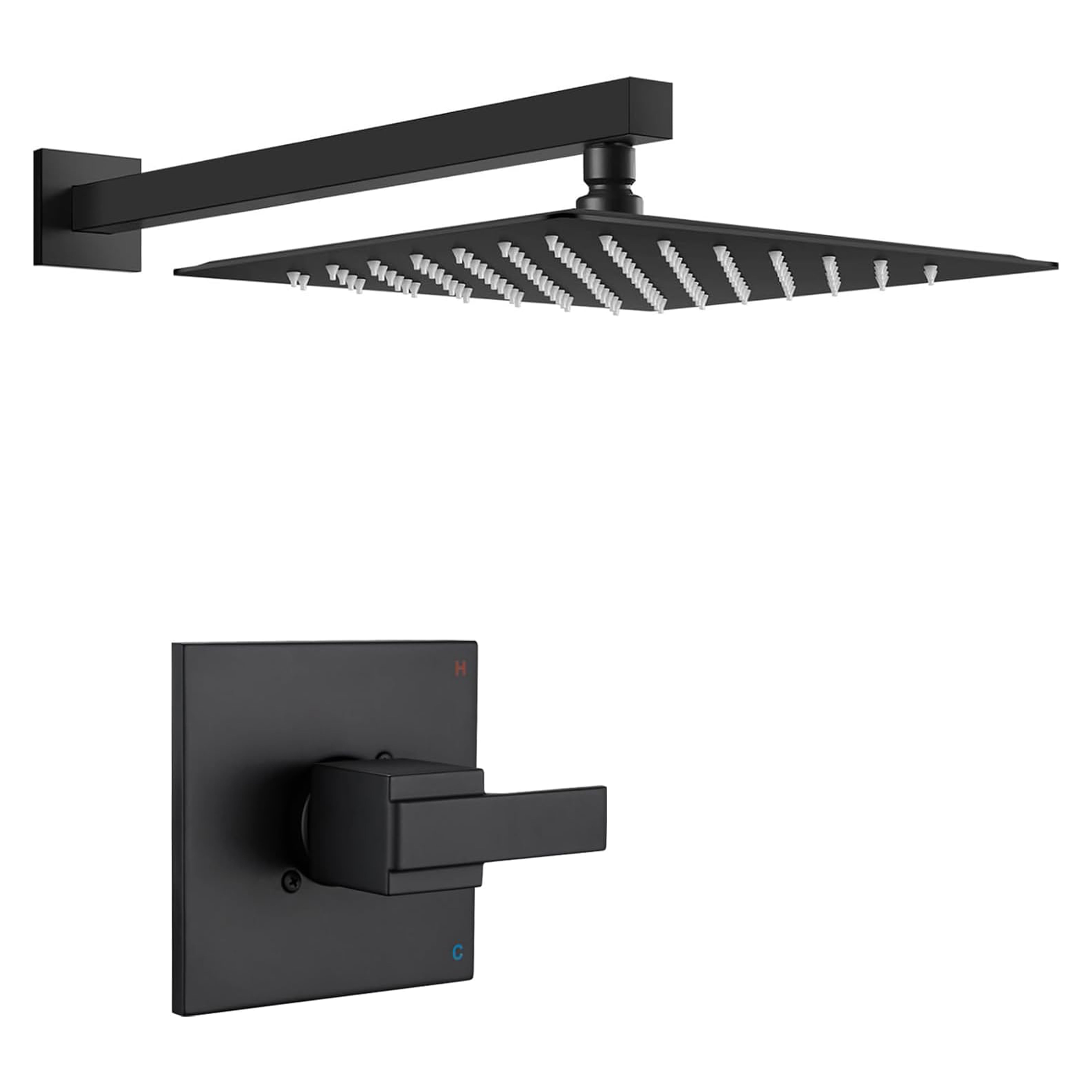 12" Rainfall Shower Faucet Trim Kit, Not Inclued Valve& Catridge & Tub Spout
