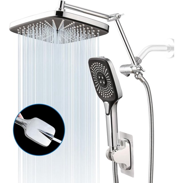 12" Rainfall Shower Head with Handheld, Rain Showerhead with High