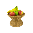 thumbnail image 1 of 12" Rattan Display Fruit Basket Dessert Cake Stand Bread Hand Woven Decor Handmade Handcrafted Serving Kitchen Countertop Centerpiece Round Wicker, 1 of 3