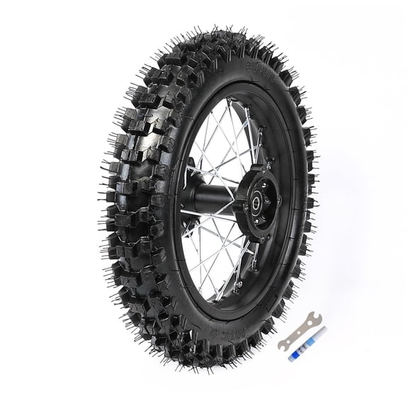 12" Rear Rim Wheel Disc Brake 80/100-12 Dirt Bike Tire Tube Wheel 3.00-12 with 1.85x12 Rim & 15mm Bearing for Pit Bikes Apollo SSR 50cc 70cc 90cc 110cc 125cc XR CRF Dirt Pit Bike Taotao