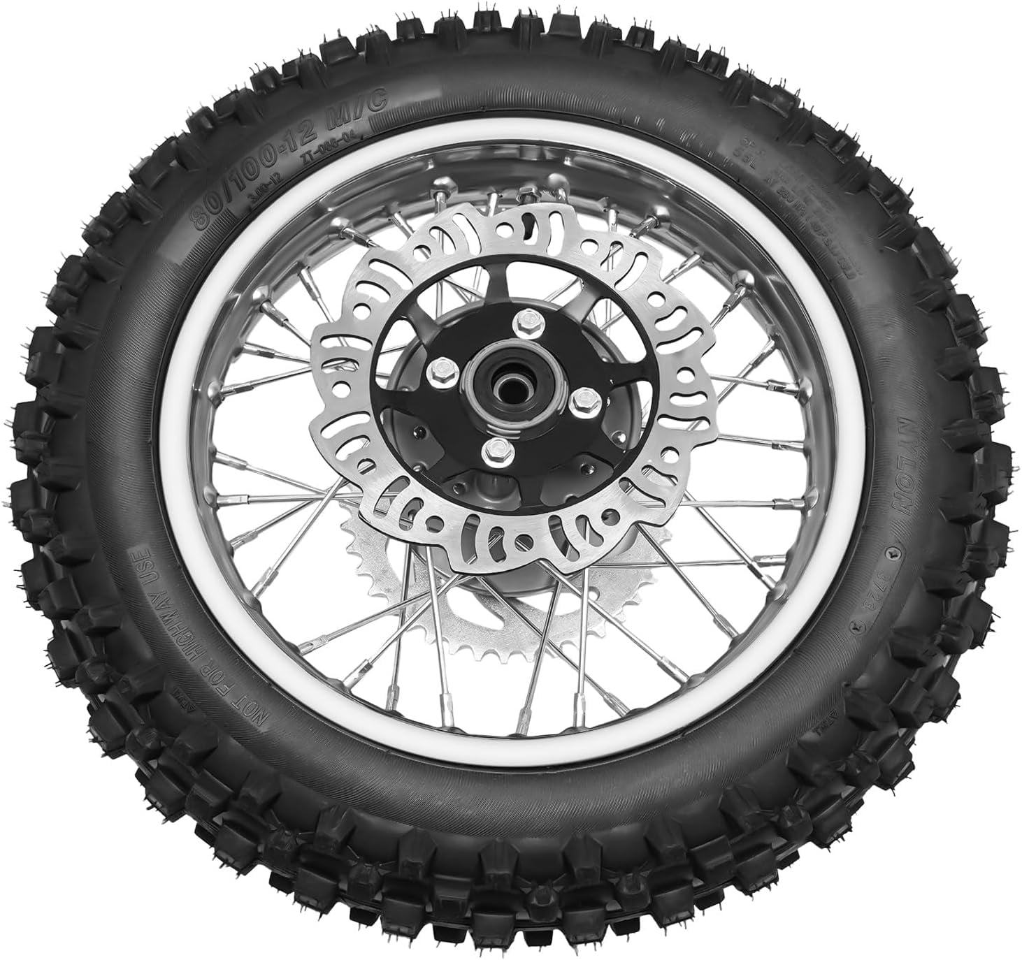 Roue Arrière Complète 12 Pouces - Pneu 80/100-12 (3.00-12) Pour Moto Off-road 125cc