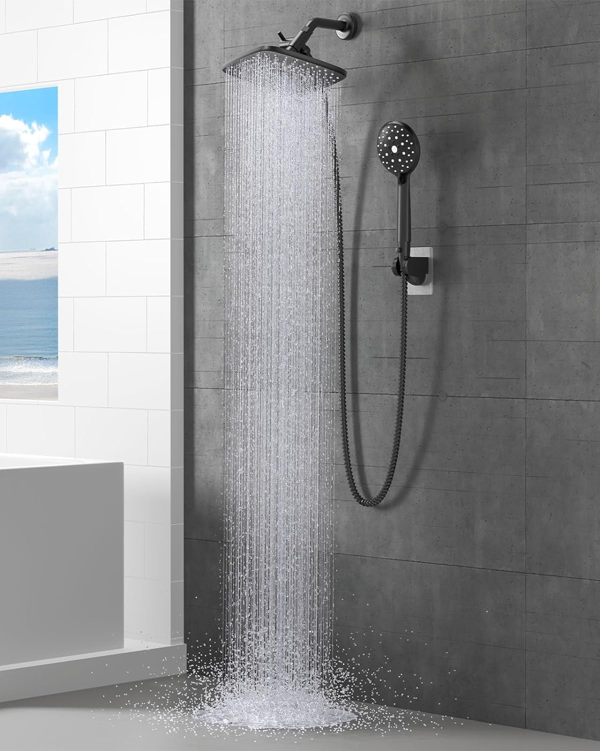 12'' Rectangle High Pressure Rain Shower Head Shower Heads with 5