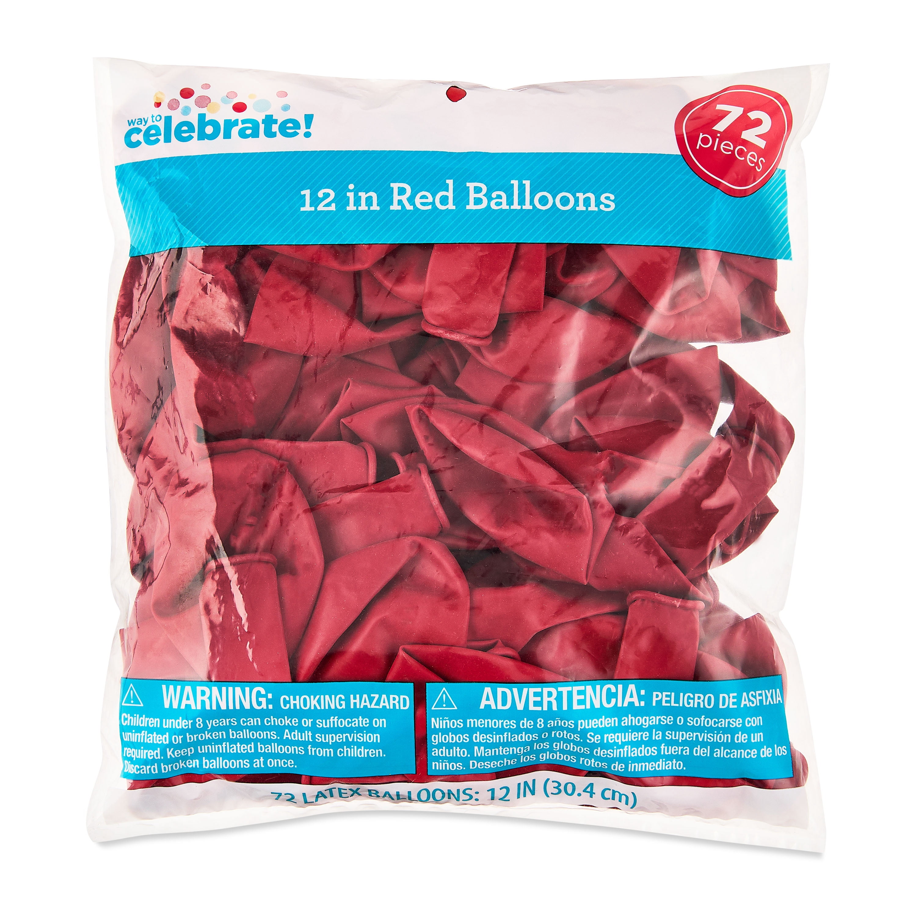 12" Red Latex Balloons, 72 Pieces, by Way To Celebrate