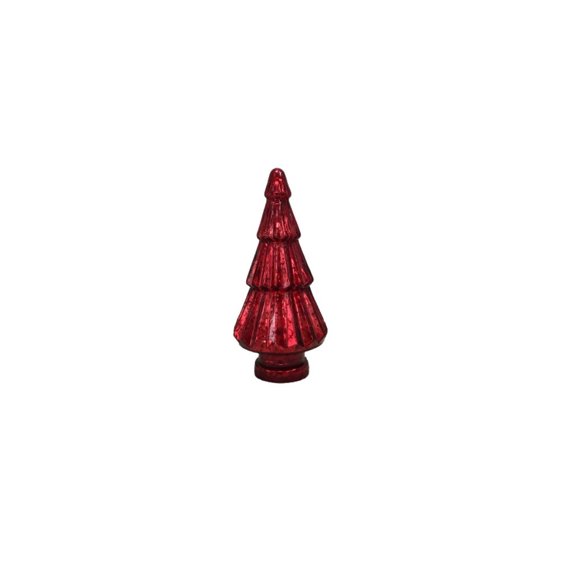 12" Red Glass Christmas Tree Sculpture