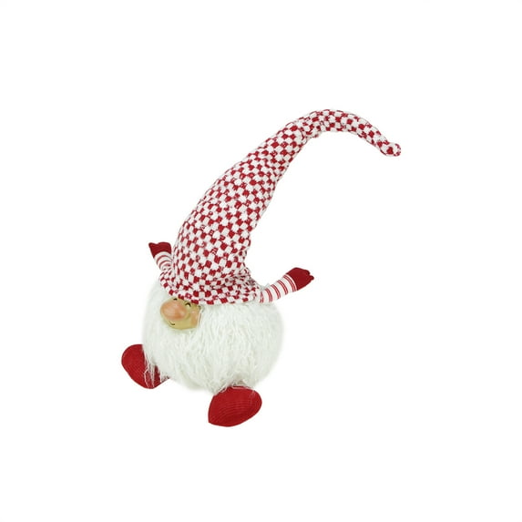 12" Red and White "Chipper Chester" Sitting Chubby Santa Gnome Table Top Christmas Figure