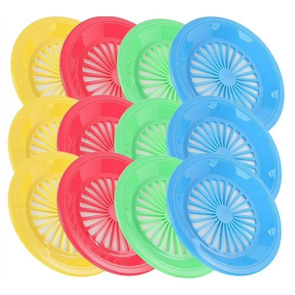 12 Reusable Plastic Paper Plate Holders,10 Inch Round Paper Plate Holder,Plastic Paper Plate Holder for BBQ and Picnic Supplies (Random Color)