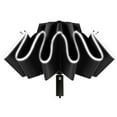 thumbnail image 1 of 12 Ribs Fully Automatic UV Umbrella Reflective Stripe Large Reverse Parasol For Rain Sun Heat Insulation Black, 1 of 10