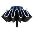 thumbnail image 1 of 12 Ribs Fully Automatic UV Umbrella Reflective Stripe Large Reverse Parasol For Rain Sun Heat Insulation Dark blue, 1 of 11
