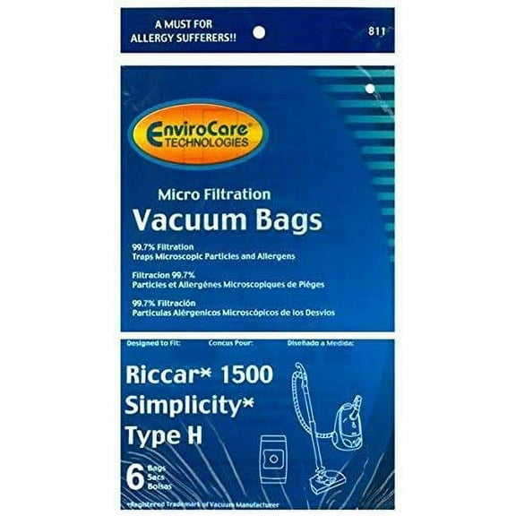 12 Riccar Simplicity Type H Vacuum Bags, Canister