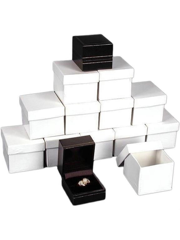 12 Ring Gift Boxes Black Leather Jewelry Case Display