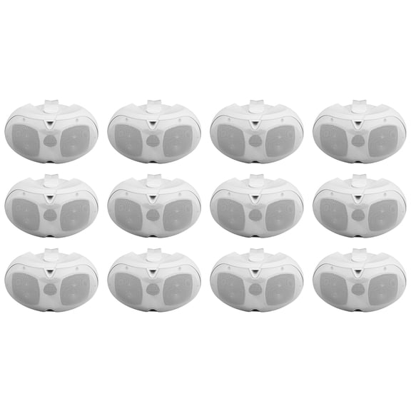 12) Rockville D4-70 White Dual 4" 70v Commercial/Restaurant Wall Mount Speakers