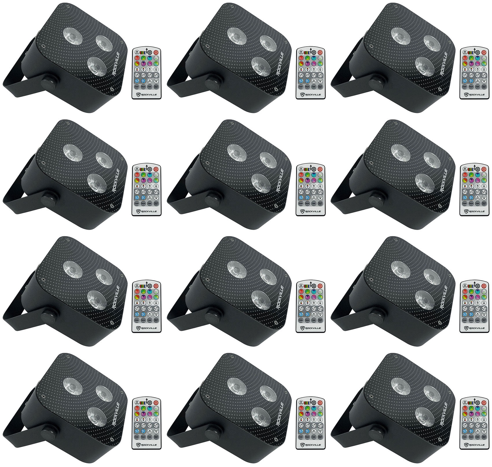 12 Rockville MINI RF3 Black RGBWA+UV DJ/Party LED Wash Lights+4-Ch RF ...