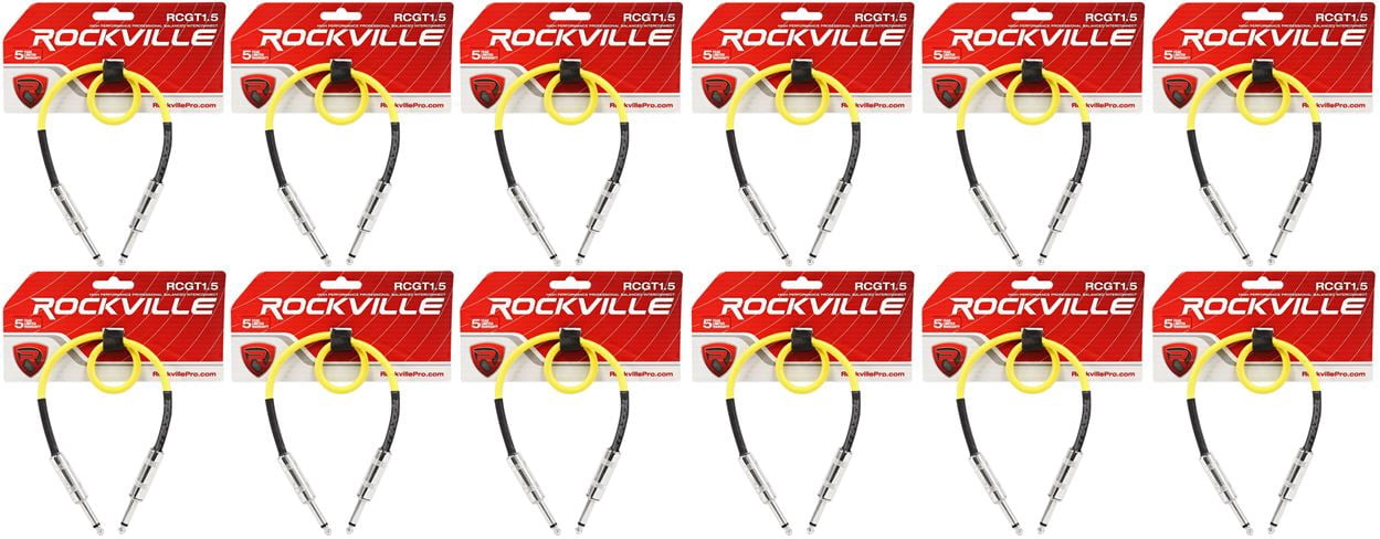 12 Rockville RCGT1.5Y 1.5'  1/4" TS to 1/4'' TS Guitar/Instrument Cable