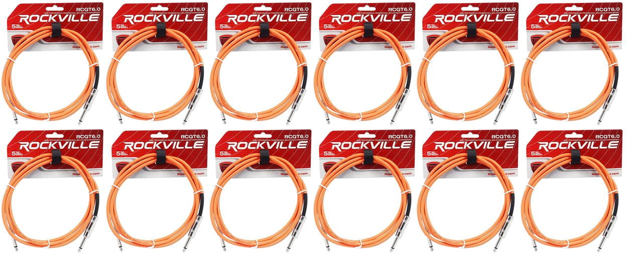 12 Rockville RCGT6.0O 6'  1/4" TS to 1/4'' TS Guitar/Instrument Cable