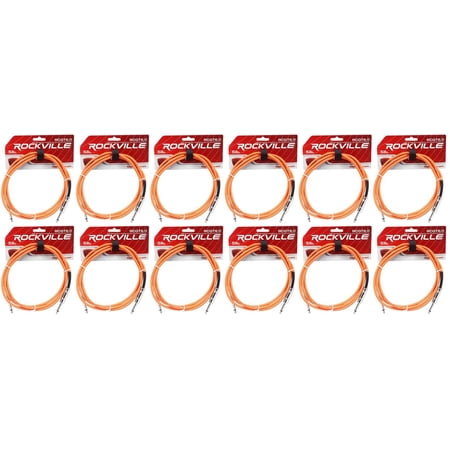 12 Rockville RCGT6.0O 6' 1/4" TS to 1/4'' TS Guitar/Instrument Cable