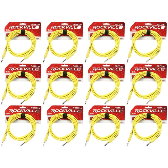 12 Rockville RCTR110Y Yellow 10' 1/4'' TRS to 1/4'' TRS  Cable 100% Copper