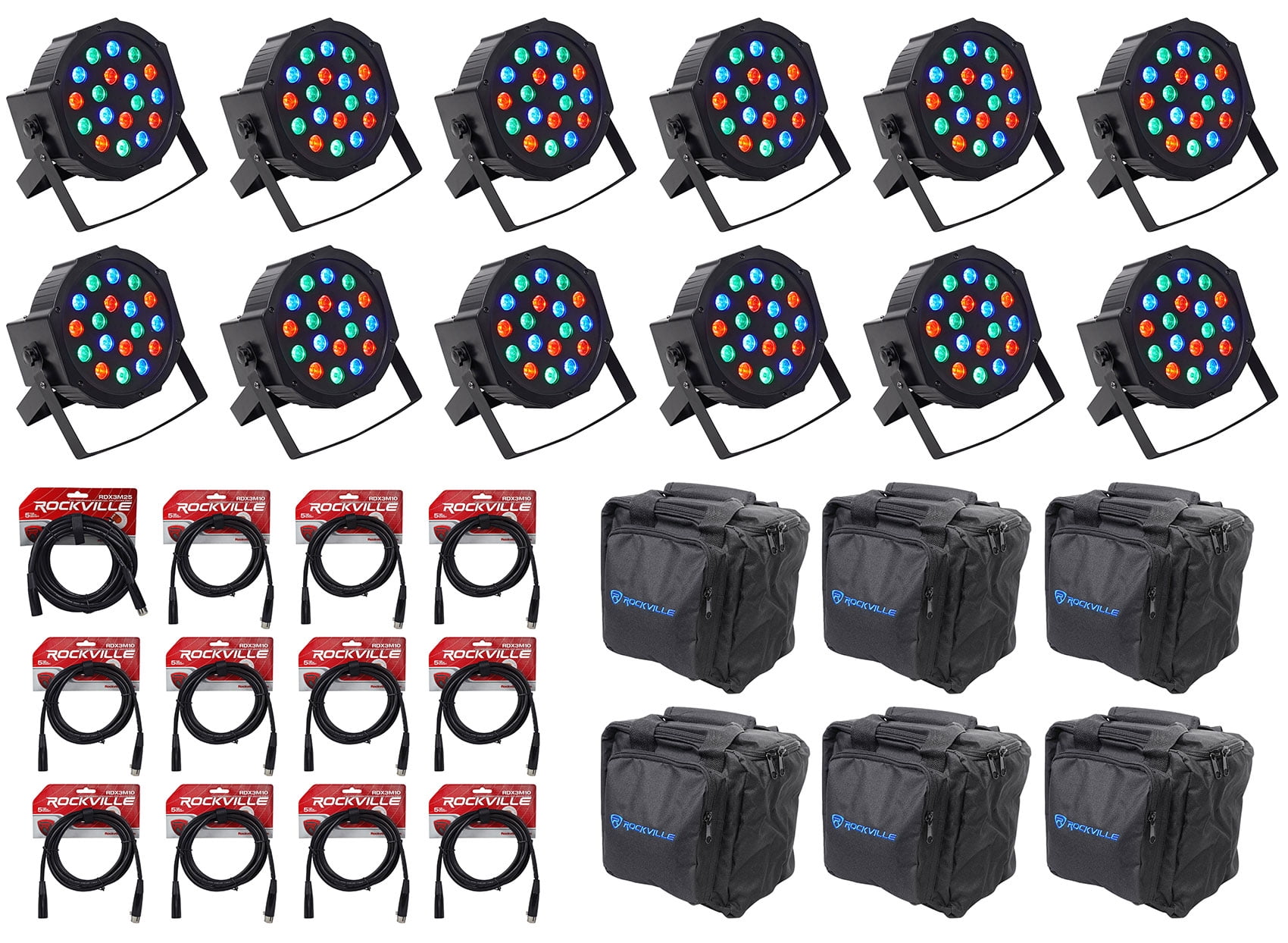Rockville RockPAR TRI - Par Compacto LED RGB Con Luz De Lavado Pro DJ Dmx Control Remoto Blanco