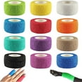 thumbnail image 1 of 12 Roll Self Adhesive Bandage Wrap, NOGIS 1inch x 5 Yards Elastic Self Breathable Self Adherent Wrap for Pets, Athletic Cohesive Bandage for First Aid, Sports & Protection, 12 Color, 1 of 7