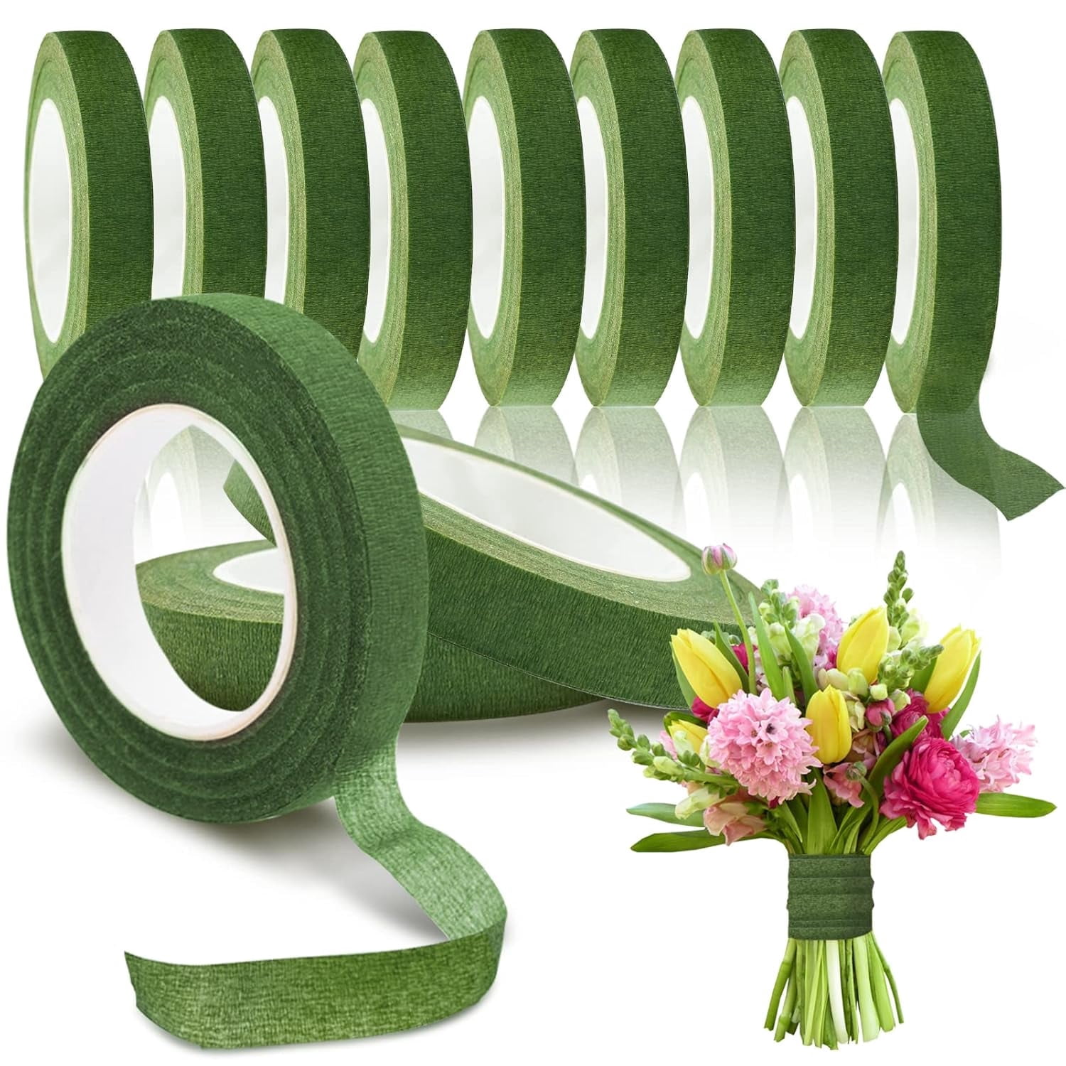12 Rolls 0.5 Inch 30 Yard Floral Tape (Florist Tape/Green Tape) for ...