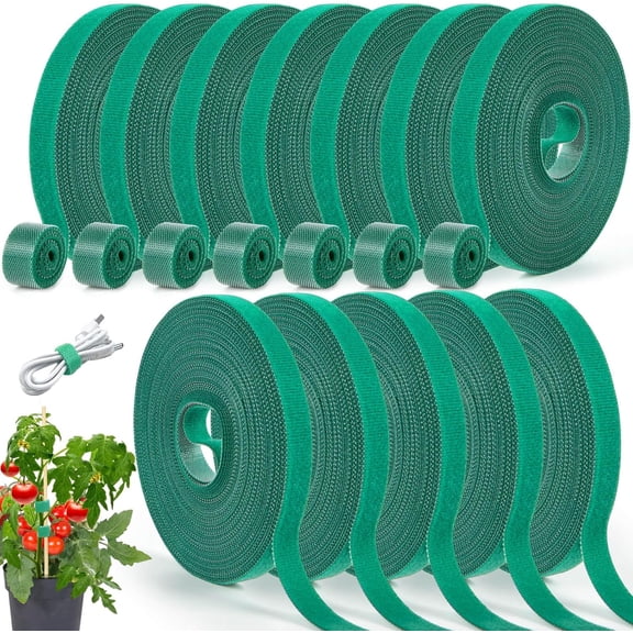 12 Rolls of 0.5 Inch Wide Stretch Strapping Garden Tie Tape, Plant Supports, Garden Ties for Climbing Plants, Plant Twist Tie for Plant Gardening, Home, Office, 200 Feet Long in Total,Green