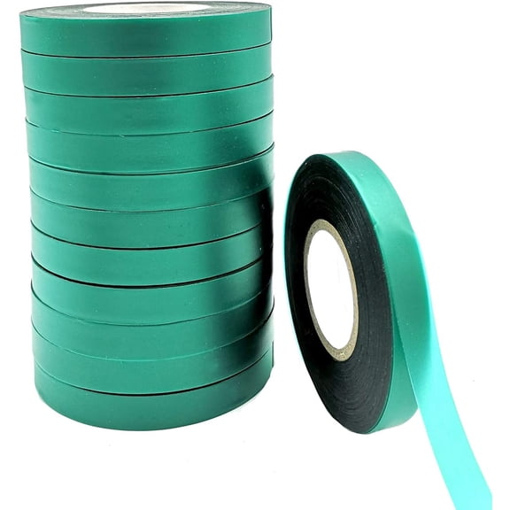 12 Rolls 150 Feet Stretch Tie Tape 0.5 Inch Garden Tie Tape Thick Plant Ribbon Garden Green Vinyl Stake for Indoor Outdoor Patio Plant Use