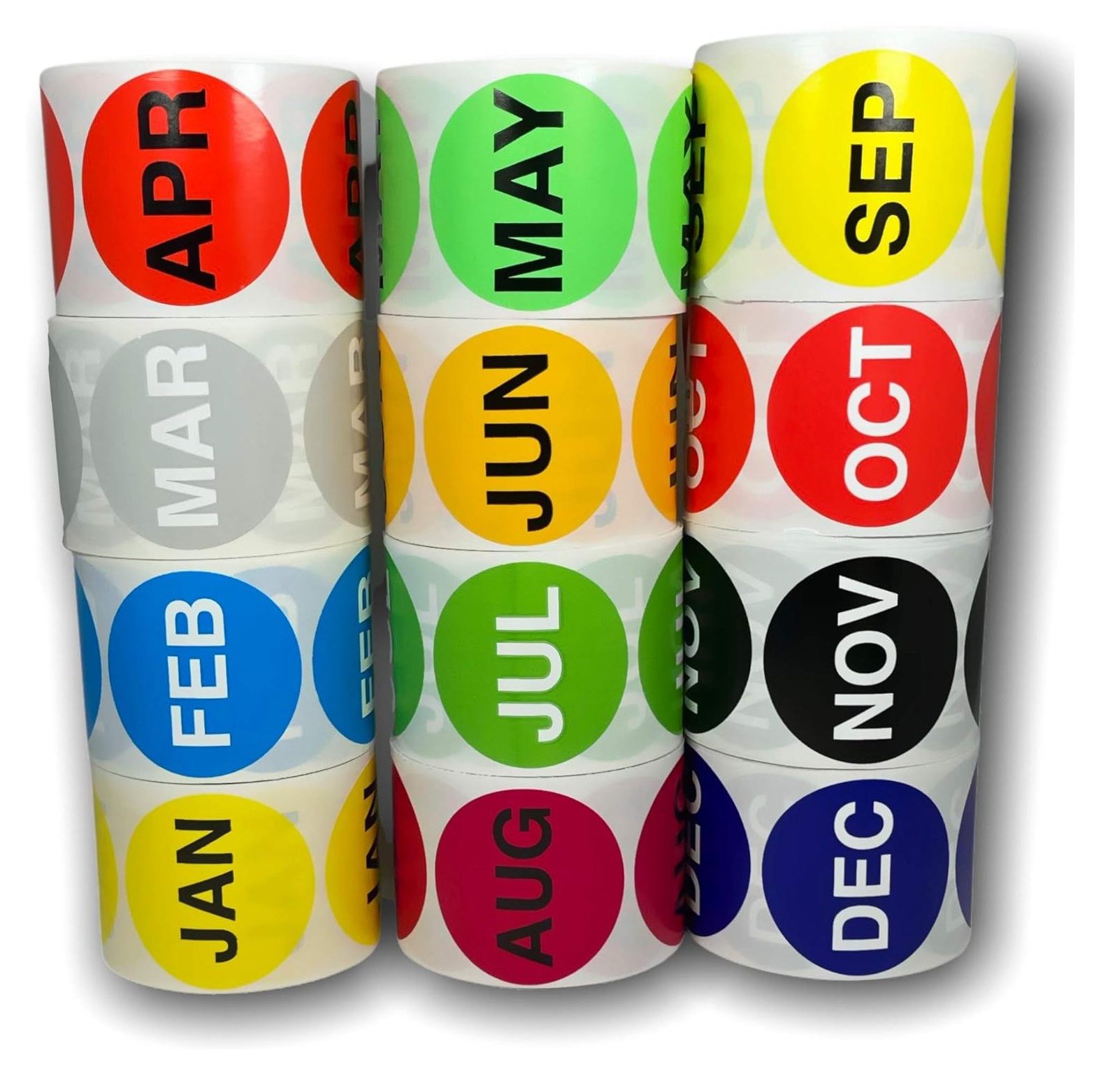12 Rolls 2" Round Months of The Year Inventory Identification Coding