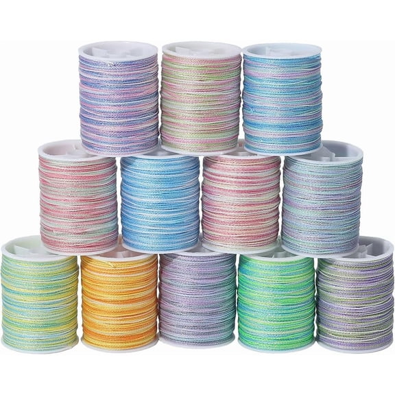 12 Rolls 216M Multicolor Metallic Cord Colorful Embroidery Shimmer Christmas Thread Polyester Tinsel Rope Glitter String Cords for DIY Sewing Making Crafts Xmas Bracelets Beading Necklaces DIY