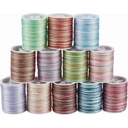 12 Rolls 240M Multicolor Metallic Cord Shimmer Sewing Christmas Embroidery Thread Polyester Tinsel Glitter String Cords Bulk Rolls for Sewing Making Crafts Xmas Bracelets Beading Necklaces DIY Making