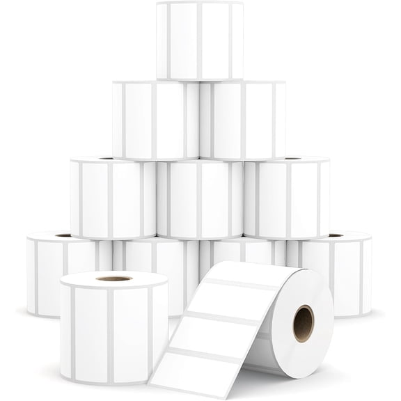 12 Rolls 3" x 1" Direct Tl Labels, Perforated Adhesive Barcode Postage Address Shipping Labels Compatible with , Zebra and Other Desktop Printers (1300 Labels/Roll)