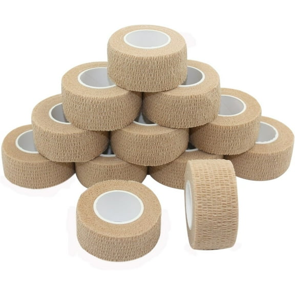 12 Rolls Adhesive Elastic Tape,2x177In Non Woven Medical Tape,Skin Colour Elastic Self- Adhesive Bandage for Wrist and Ankle Sprains