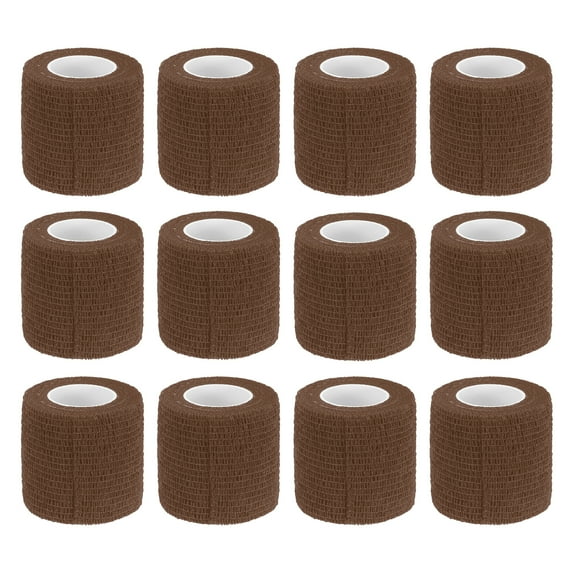 12 Rolls Adhesive Elastic Tape Elastic Bandage,2" x 5 Yards Wrap Stretch Wrist Knee Tape,Brown