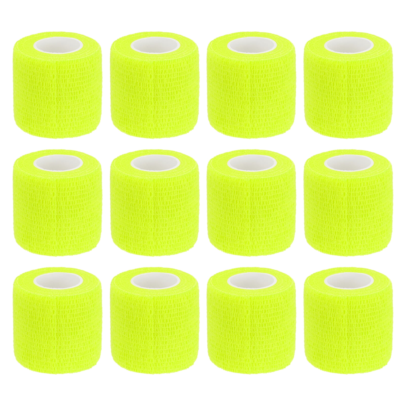 12 Rolls Adhesive Elastic Tape Elastic Bandage,2" x 5 Yards Wrap Stretch Wrist Knee Tape,Fluorescent Yellow